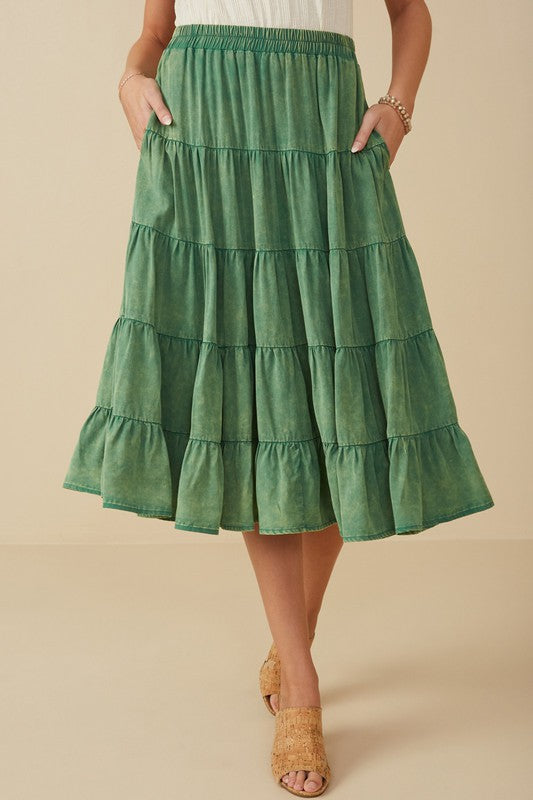 Two Tone Washed Tiered Skirt – Dirty Hippie a division of