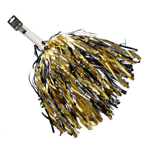 Black Gold Silver Shimmer Pom Poms School Spirit Tailgate