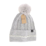 Pearl Embellished Cuff Beanie