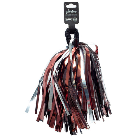 Maroon Silver Shimmer Hair and Wrist Pom Poms School Spirit