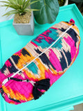 Pink Ikat Quilted Cosmetics Bag