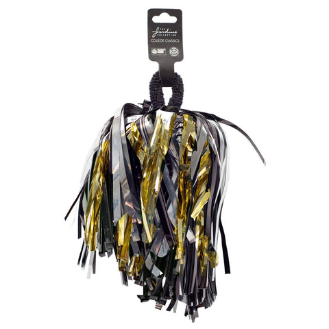 Black Gold Silver Shimmer Hair Wrist Pom Poms School Spirit