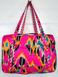Pink Ikat Quilted Weekender Bag