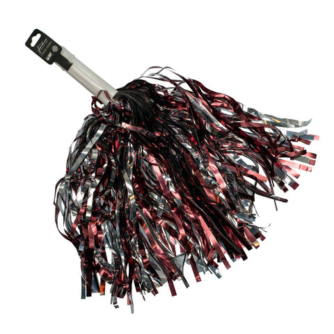 Maroon Silver Shimmer Pom Poms School Spirit Tailgate