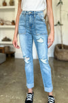 Distressed Straight Jeans - Judy Blue