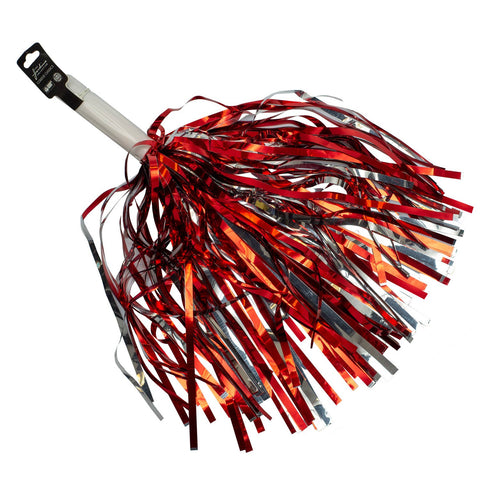 Red Silver Shimmer Pom Poms School Spirit Tailgate