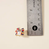 USA Flag Bow Pearl Earrings