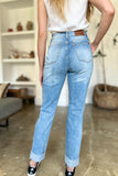 Distressed Straight Jeans - Judy Blue