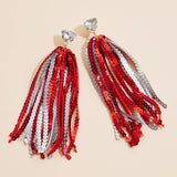 Sequined Tassels Glass Charm Earrings