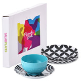 Black and White 9" Salad Plate Set