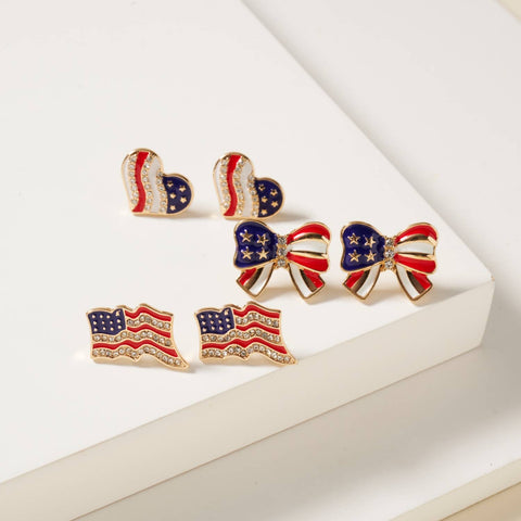 USA Flag Earrings Set