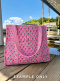 Quilted Tote Bag Pink Ikat