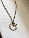 Brass honey bee necklace