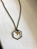 Brass honey bee necklace