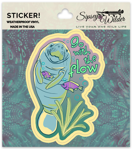 Sipsey Wilder - Go with the Flow Manatee Vinyl Sticker
