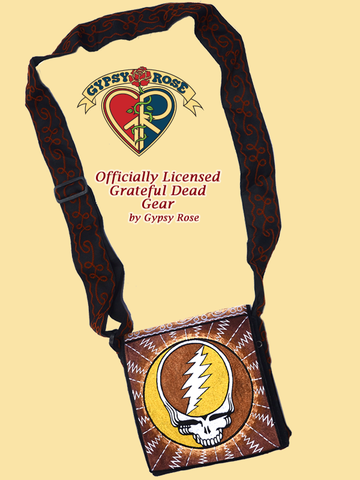 Gypsy Rose - Grateful Dead Steal Your Face Hand Embroidered Messenger Bag