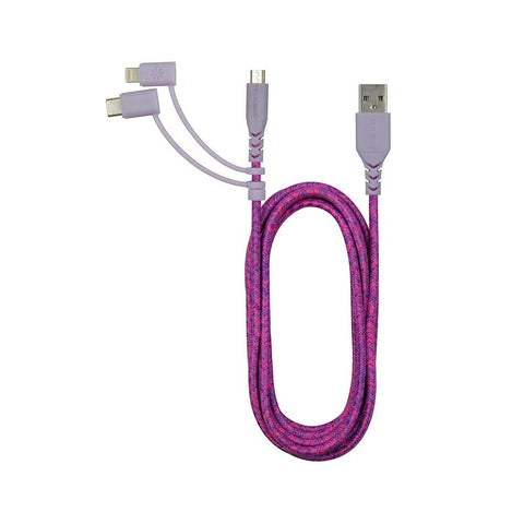 TRIPLE HEADER MAXI 6FT WOVEN USB CABLE