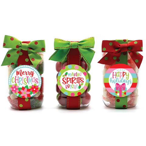 Christmas/ Holiday Candy Plastic Pint Jars Asst #7